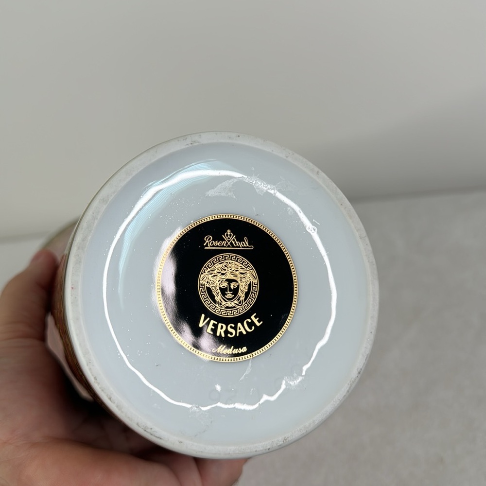 VERSACE MEDUSA RED BLACK GOLD WHITE LARGE VASE ROSENTHAL - Picture 7 of 7
